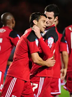 Framed Print : Bristol City's Sam Baldock Doubles the Lead Against Peterborough United Framed Print : Bristol City's Sam Baldock Doubles the Lead Against Peterborough United