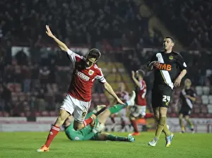 Bristol City V Port Vale Prints: Bristol City's Sam Baldock Doubles Up: Thrilling Moment from the Ashton Gate Clash against Swindon Town