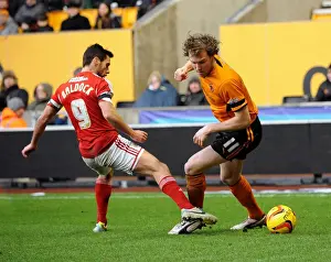 Wolves V Bristol City Prints: Bristol City's Sam Baldock Fails to Tackle Wolverhampton Wanderers Kevin McDonald - Football Match