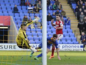 Shrewsbury Town V Bristol City Prints: Bristol City's Sam Baldock Goes for Glory: Shrewsbury Town vs
