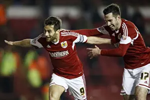 Gate Prints: Bristol City's Sam Baldock and Greg Cunningham Celebrate 3-0 Goal Against Port Vale