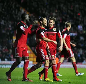 Bristol City V Peterborough Prints: Bristol City's Sam Baldock and Paul Anderson Celebrate Goals Against Peterborough United