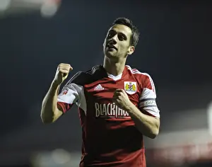 Framed Print : Bristol City's Sam Baldock Roars with Triumph After Scoring Against Leyton Orient (November 2013)