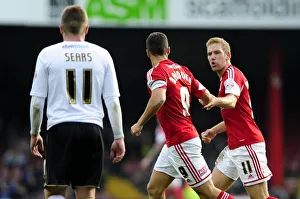 Bristol City's Sam Baldock Scores, Teammate Scott Wagstaff Celebrates in Sky Bet League One Match Against Colchester United