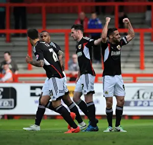 Stevenage V Bristol City Prints: Bristol City's Sam Baldock Scores and Celebrates with Team Mates against Stevenage (April 2014)