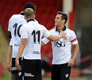 Bristol City's Sam Baldock Scores and Celebrates with Team Mates vs Cheltenham Town