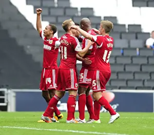 MK Dons V Bristol City Prints: Bristol City's Sam Baldock Scores Thrilling Goal vs Milton Keynes Dons (August 2013)