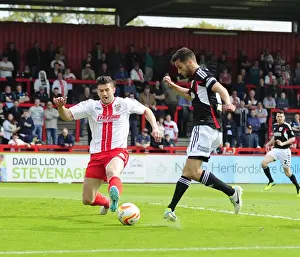 Stevenage V Bristol City Prints: Bristol City's Sam Baldock Thwarts by Stevenage's Chris Day