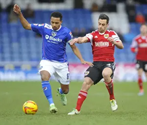 Oldham V Bristol City Prints: Bristol City's Sam Baldock vs Korey Smith of Oldham Athletic - Football Rivalry in Sky Bet League One