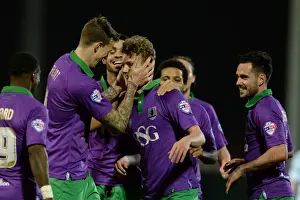 Bristol City's Saville and Flint Celebrate Goal Against Yeovil Town, Sky Bet League One, 2015