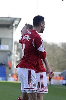 Images Dated 22nd March 2014: Bristol City's Scott Wagstaff and Derrick Williams Celebrate Goal Against Colchester United, 2014