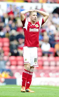 Bristol City's Scott Wagstaff Reacts in Disbelief as Goal is Denied against Bradford City (August 3, 2013)