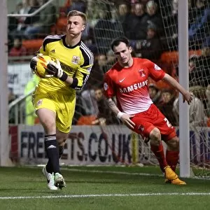 Images Dated 11th February 2014: Bristol City's Simon Moore Stands Firm Under Pressure Against Leyton Orient, Sky Bet League One