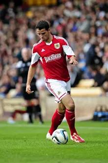 Framed Print : Bristol City's Stephen McLaughlin at Vale Park during Port Vale vs. Bristol City, Sky Bet League 1 Game (October 5, 2013)