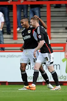 Stevenage V Bristol City Prints: Bristol City's Stephen Pearson and Tyrone Barnett Celebrate Goal vs
