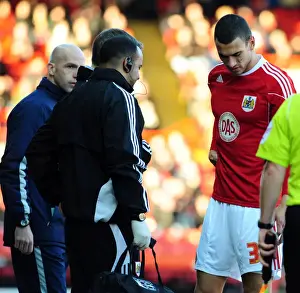 Bristol City V Sheffield Wednesday Prints: Bristol City's Steven Caulker Sustains Injury and Exits FA Cup Match Against Sheffield Wednesday (08/01/2011)