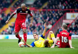 Bristol City's Steven Davies Tackles Chris Lines of Sheffield Wednesday