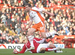 Bristol City's Tamas Priskin Fights for Possession Against Blackpool