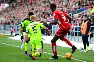 Bristol City V Reading Prints: Bristol City's Tammy Abraham Battles for Control Against Reading in 2017 Championship Match