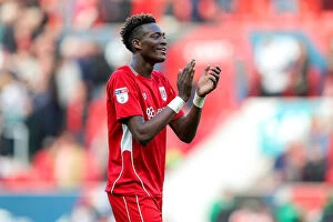 Images Dated 22nd October 2016: Bristol City's Tammy Abraham Celebrates 1-0 Win Over Blackburn Rovers, Thanks Fans