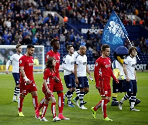 Images Dated 4th April 2017: Bristol City's Tammy Abraham with Mascot at Preston North End, Sky Bet Championship (04.04.2017)
