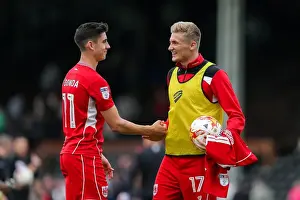 Fulham V Bristol City Prints: Bristol City's Taylor Moore and Callum O'Dowda Celebrate 0-4 Victory Over Fulham