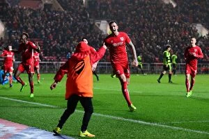 Images Dated 17th March 2017: Bristol City's Thrilling Victory: Aden Flint's Goal Celebration vs