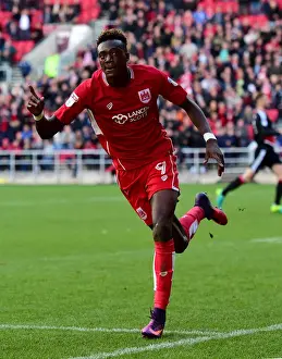 Bristol City's Thrilling Victory: Tammy Abraham's Euphoric Goal Celebration vs. Nottingham Forest (Sky Bet Championship, 2016)