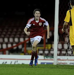 Bristol City U18s V Newport County U18s Prints: Bristol City's Tom Fry Euphoric After Scoring in Youth Cup Match Against Newport County