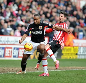 Sheffield United V Bristol City Prints: Bristol City's Tyrone Barnett vs Sheffield United's Bob Howard: Intense Battle at Bramall Lane