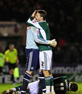 Images Dated 16th March 2010: Bristol City's Victory: Duguid and Stockdale Celebrate in Plymouth Argyle's Home Park