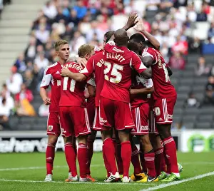 MK Dons V Bristol City Prints: Bristol City's Victory: Sam Baldock Scores the Game-Winning Goal Against Milton Keynes Dons