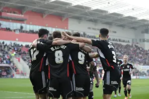 Rotherham United V Bristol City Prints: Bristol City's Wade Elliott Celebrates Goal with Team Mates against Rotherham United