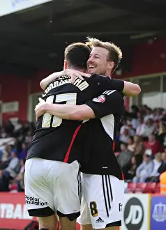 Stevenage V Bristol City Prints: Bristol City's Wade Elliott and Greg Cunningham Celebrate Goal vs
