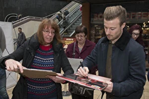 Images Dated 11th March 2015: Bristol City's Wade Elliott Signs Autographs at Cabot Circus during Johnstones Paint Trophy (JPT)