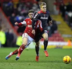Bristol City V Carlisle United Prints: Bristol City's Wes Burns vs Carlisle United's Brad Potts