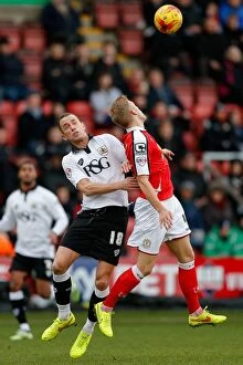 Images Dated 20th December 2014: Bristol City's Wilbraham and Crewe's Davis Lock Horns in Sky Bet League 1 Air Battle