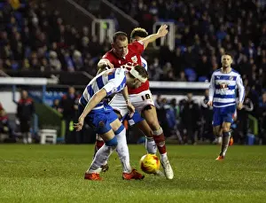 Reading V Bristol City Prints: Bristol City's Wilbraham Fights for Possession against Reading Defenders in Sky Bet Championship Match