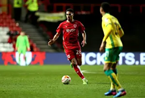 Bristol City V Norwich City Prints: Bristol City's Zak Vyner Charges Forward Against Norwich City in Sky Bet Championship Clash