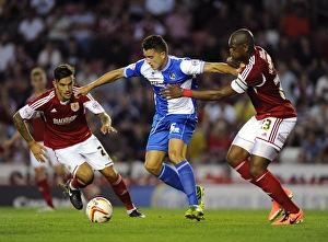 Bristol City V Bristol Rovers (Johnstone Paint Trophy 1ST Round) Prints: Bristol Derby: Intense Battle Between Marlon Harewood (Bristol City) and Oliver Norburn (Bristol Rovers)