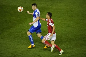 Bristol Derby: Intense Moment as Sam Baldock Challenges Tom Parkes in Johnstones Paint Trophy Match