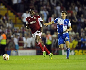 Bristol City V Bristol Rovers (Johnstone Paint Trophy 1ST Round) Prints: Bristol Derby Showdown: A Battle Between Jay Emmanuel-Thomas and Tom Lockyer