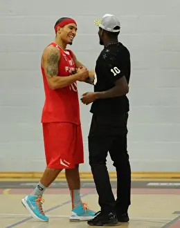 Bristol Flyers V Manchester Giants Prints: Bristol Flyers in Action: A Basketball Battle between Jay Emmanuel Thomas and Greg Streete against Manchester Giants