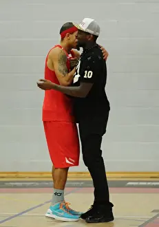 Bristol Flyers V Manchester Giants Prints: Bristol Flyers in Action: A Basketball Showdown between Jay Emmanuel Thomas and Greg Streete against Manchester Giants