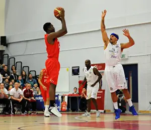 Bristol Flyers Alif Bland Takes Aim: Intense Basketball Action - Flyers vs Cheshire Phoenix