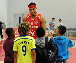 Images Dated 11th October 2014: Bristol Flyers Basketball: Greg Streete Interacts with Young Fans After Game Against Plymouth