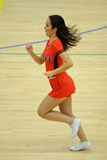 Images Dated 18th October 2014: Bristol Flyers Cheerleaders in Action during Basketball Game