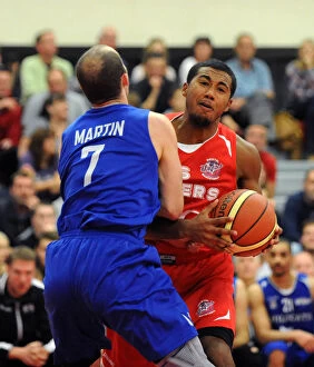 Images Dated 18th October 2014: Bristol Flyers Dwayne Lautier-Ogunleye in Action during Intense Basketball Showdown against Durham