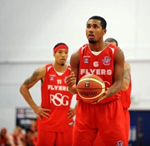 Images Dated 18th October 2014: Bristol Flyers Dwayne Lautier-Ogunleye in Action during Intense Basketball Showdown against Durham