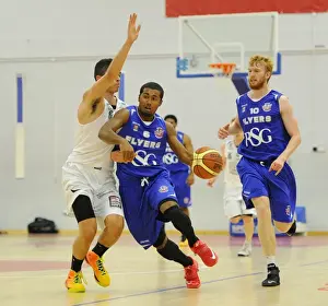 Bristol Flyers V Plymouth Raiders Prints: Bristol Flyers Dwayne Lautier-Ogunleye Charges Forward in Basketball Action